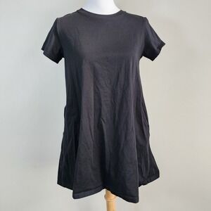 Uniqlo T-shirt Dress Womens XS Cotton Tshirt Basic Black Casual Mini Party Boxy